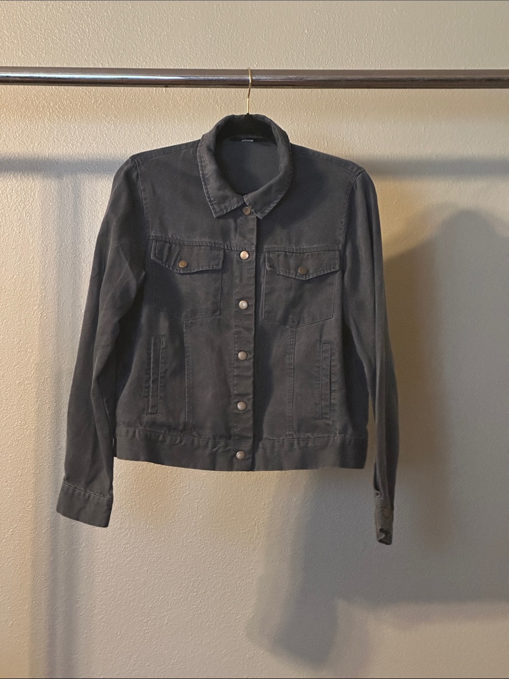 Classic Black Denim Jacket with Button-Front